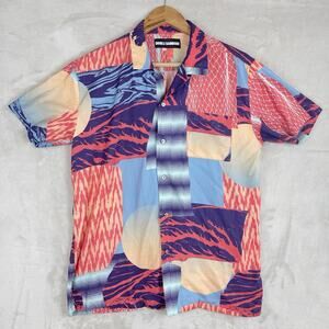 Double Rainbouu Abstract Print Camp Shirt Men's S Hawaiian Surf Slackercore